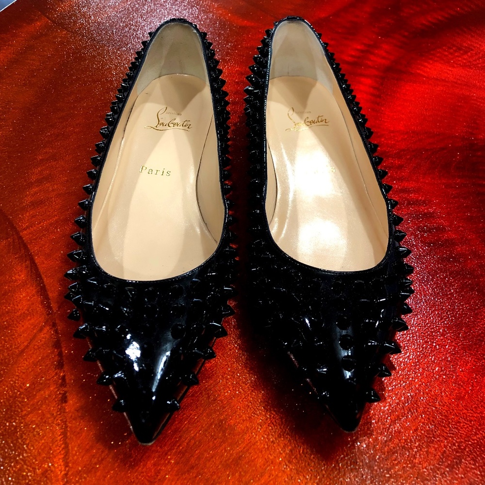 Cristian Louboutin Black Spiked Flats